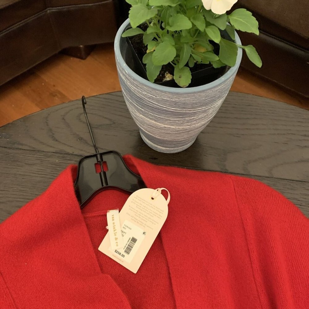 NWT Van Winkle & CO. WOMENS RED Cashmere SHAWL COLLAR ROBE - Picture 9 of 13